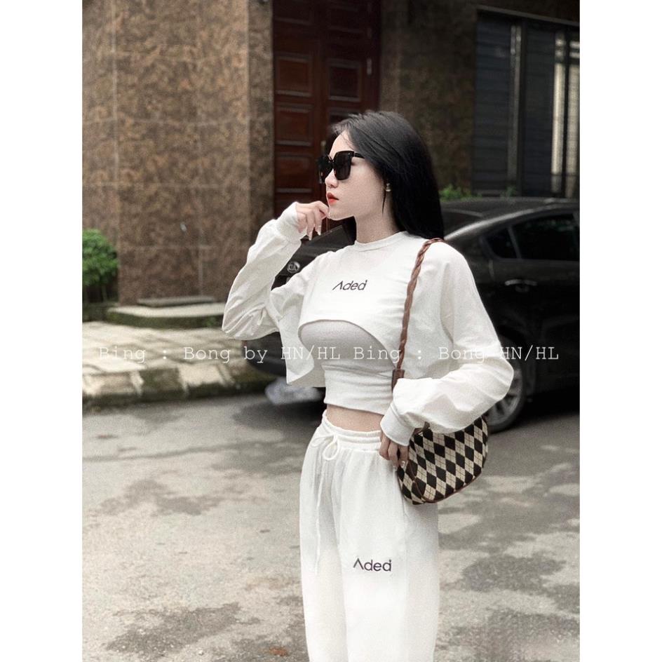 [ 𝐅𝐑𝐄𝐄 𝐒𝐇𝐈𝐏 ] SÉT 3 MÓN THỂ THAO THÊU CHỮ CROPTOP QUẦN BOOM