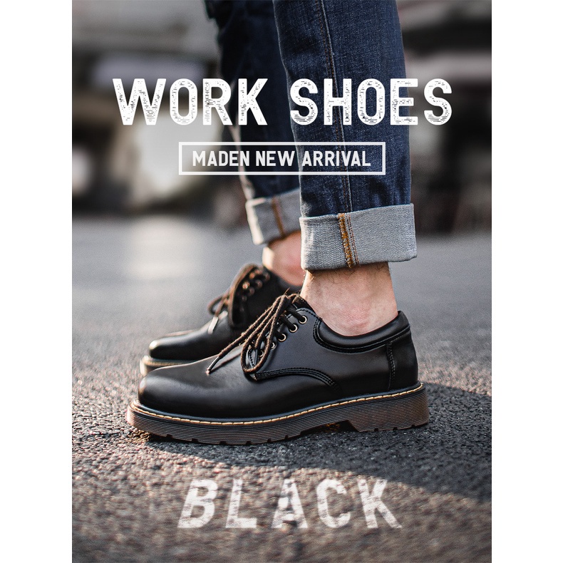 Đôi giày da Maden màu đen thời trang xuân hè dành cho nam