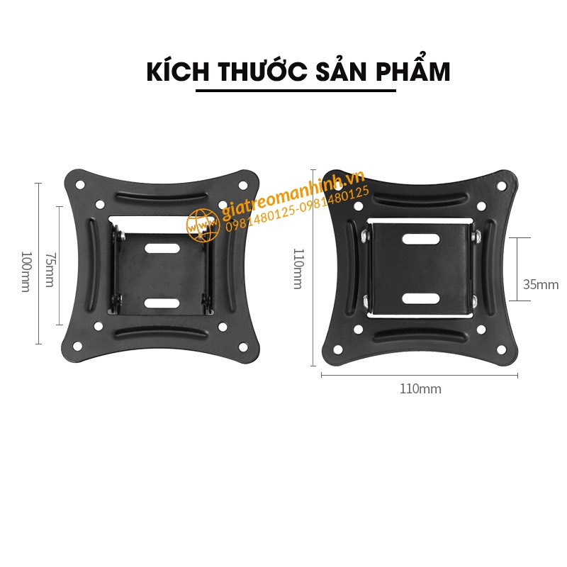 Giá Treo Màn Hình 17 - 27 (Upto 32Inch) Model C12 / Cách Tường 3,5 Cm  - Tùy Chỉnh Góc Nghiêng Xuống 10 Độ