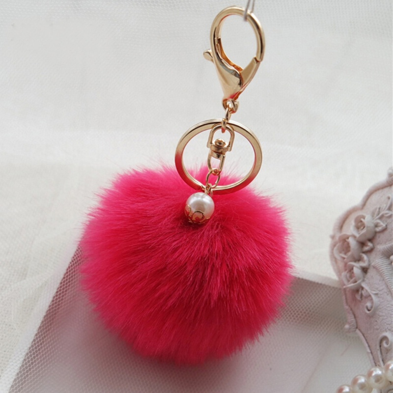 Móc Khóa Cục Bông Lông Thỏ 8cm Dễ Thương