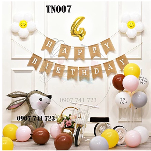 Bóng trang trí sinh nhật, Set Thỏ Ngọc Style Hàn Quốc xinh lung linh cho bé yêu