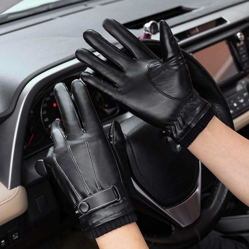 Găng Tay Nam Da PU Ngắn Chống Nước Giữ Ấm Mùa Đông WMES15H