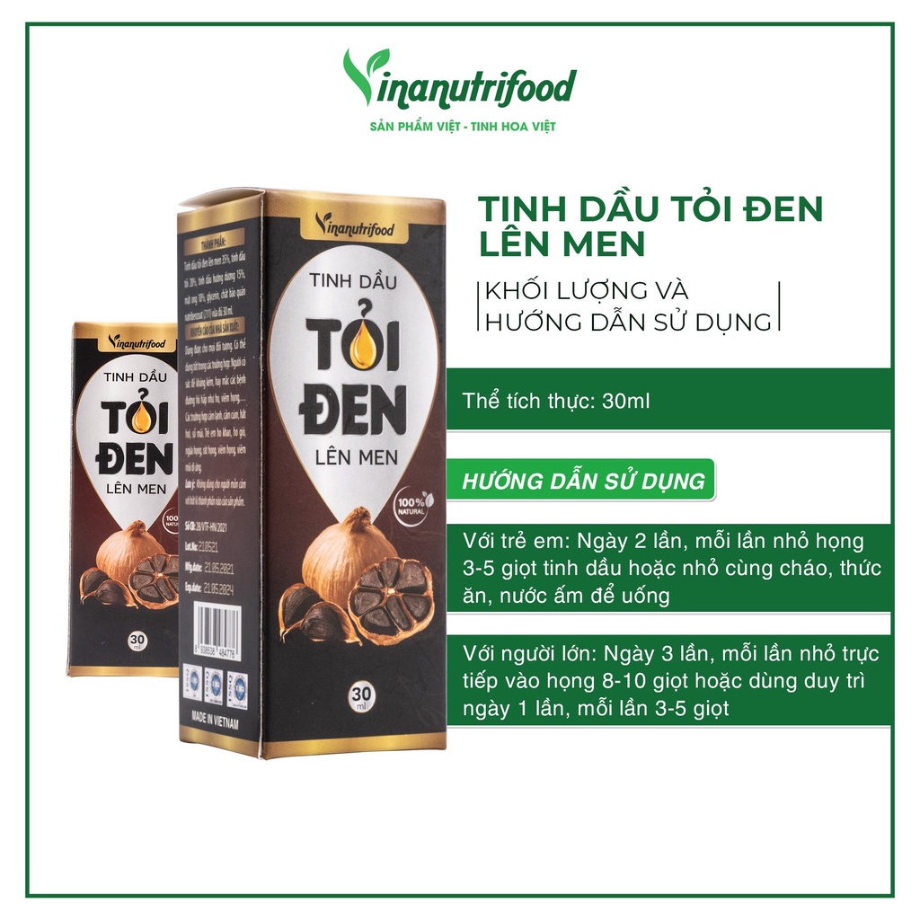 [Mã BMBAU50 giảm 50K đơn 150K] Tinh Dầu Tỏi Đen Vinanutrifood dùng cho người lớn và trẻ em, lọ 30ml