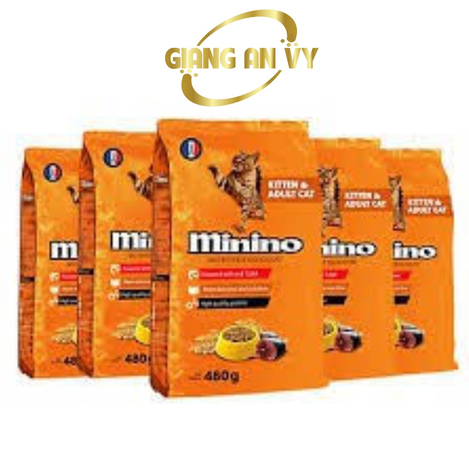 Combo 5 gói 400g Thức ăn cho mèo Minino Tuna Flavored 480 gr - Combo 5 gói Thức ăn cá ngừ cho mèo Minino của Pháp 480g