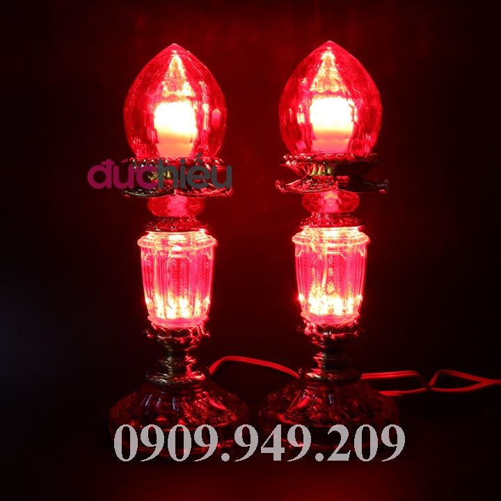 Bộ 2 đèn trái đào để bàn thờ cúng trang trí gia tiên, tết – Đức Hiếu Shop
