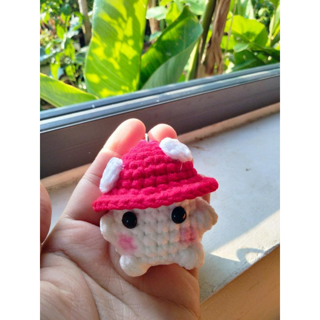 Móc khóa bé Nấm bằng len cute ❤️🍄🐻🍓🥕🍆🐰