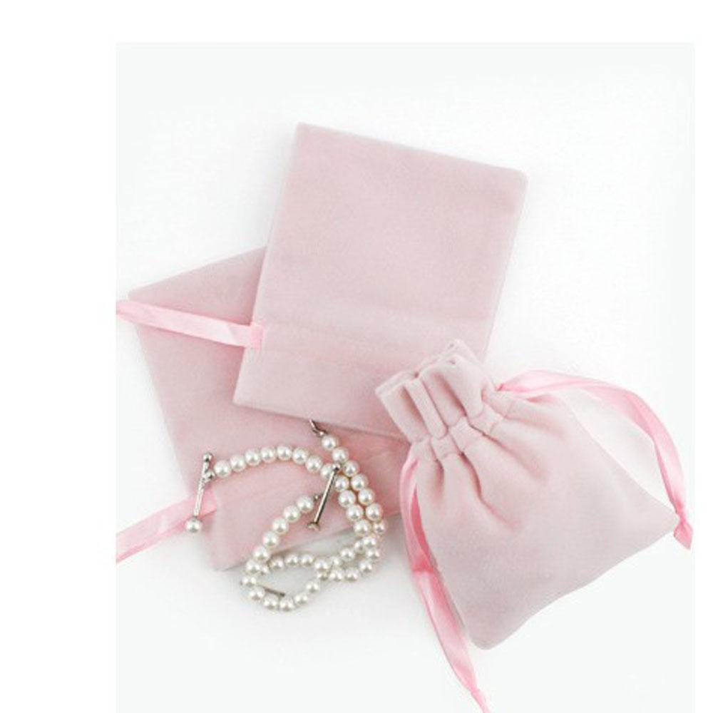 PEWANY Set 5 Túi Nhung Đựng Trang Sức Màu Hồng Kích Thước 8x10cm