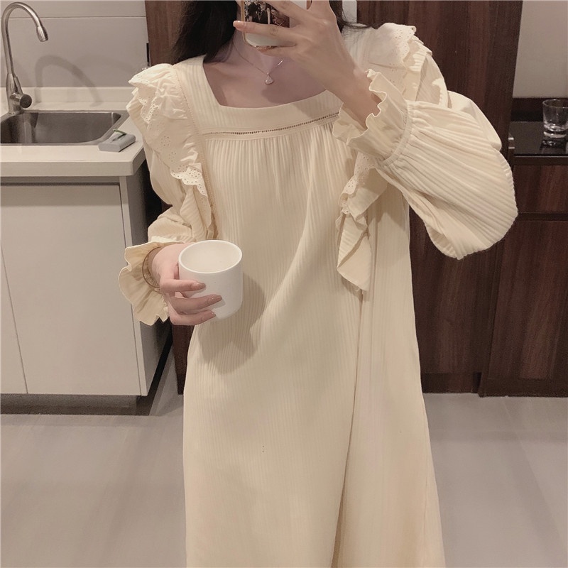 Váy Ngủ Nữ ✨HÀNG CÓ SẴN✨ Đầm Ngủ Mặc Nhà Nữ Dài Tay Thu Đông Thời Trang Hàn Quốc Dễ Thương