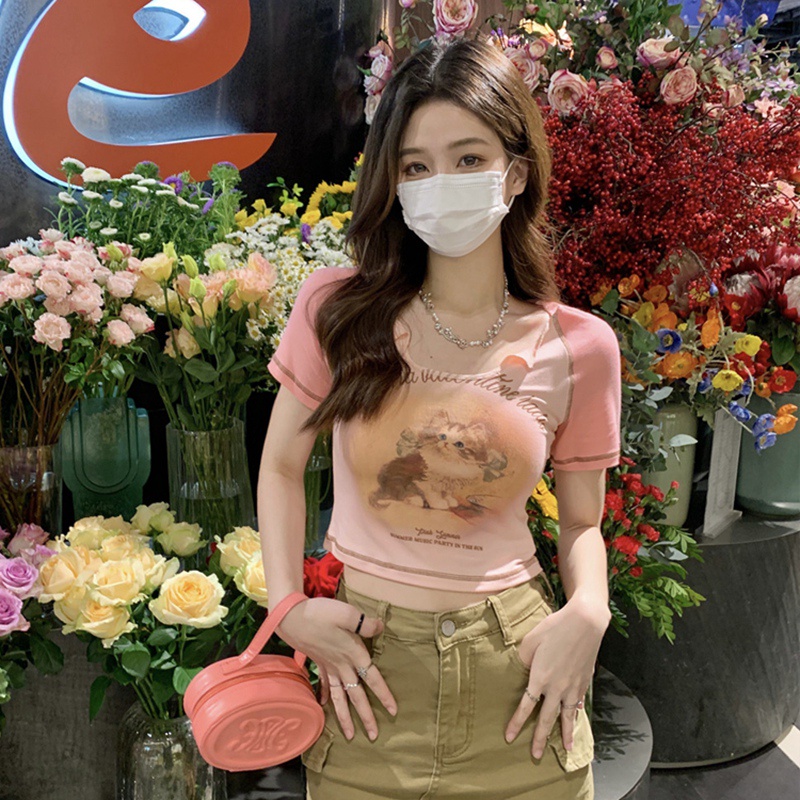 NRVP Áo Thun NgắN Tay DáNg Ôm ThờI Trang Cho Nữ