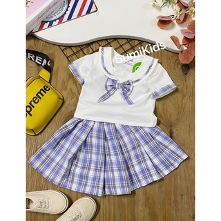 Sumikids Sét váy bé gái thủy thủ màu trắng