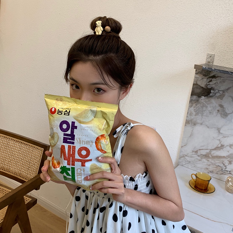 Dây buộc tóc hình gấu / hoa nhỏ màu cà phê thời trang dễ thương