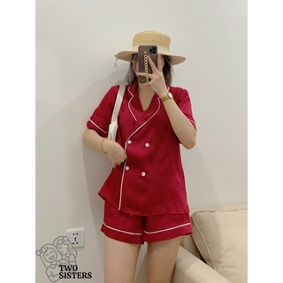 Bộ đồ ngủ pyjama chất lụa cao cấp thiết kế 4 cúc Two Sisters