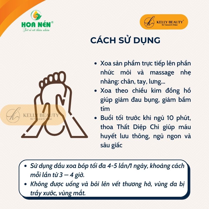 Dầu Xoa Bóp Thất Diệp Chi HOA NÉN 100ml - Hỗ Trợ Giảm Đau Lưng, Nhức Mỏi, Cảm Cúm, Vết Bầm, Côn Trùng Cắn | Kelly Beauty