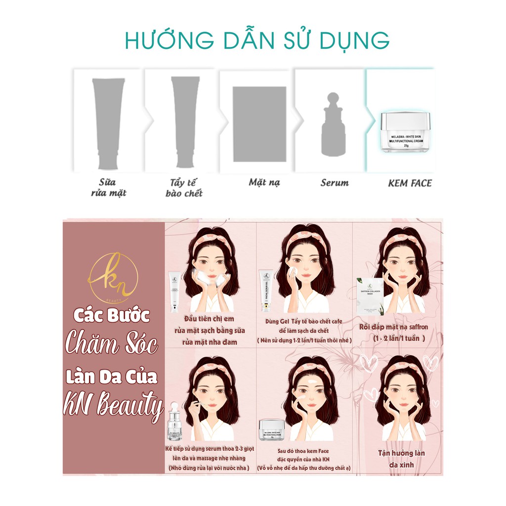 [Khuyến Mãi] Bộ 2 sản phẩm Trắng Da Ngừa Nám KN Beauty chuyên sâu: Kem dưỡng 25g + Serum 30ml