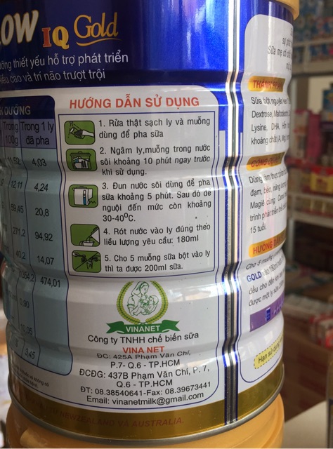 Sữa Andy Grow IQ Gold tăng chiều và phát triển trí não (900g)