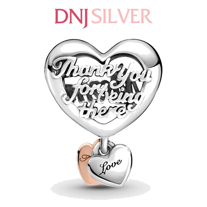 [Hàng cao cấp] Charm bạc 925 cao cấp, hàng chuẩn bạc - Charm Thank You Mum Heart thích hợp để mix vòng tay charm - DN096