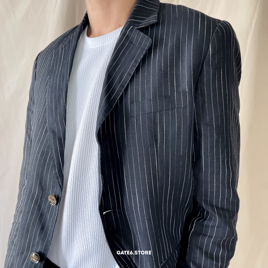 Áo Khoác Vest Nam XT sọc, Blazer form regular vải mềm GATE6 - F753
