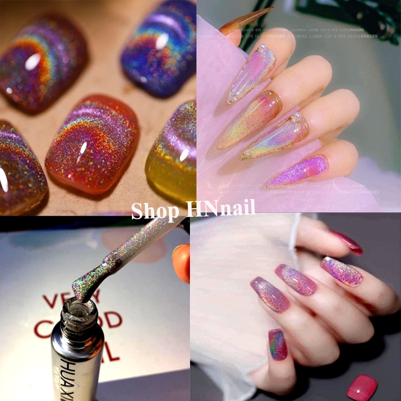 Sơn móng tay gel mắt mèo kim cương cầu vồng, tạo hiệu ứng đẹp mắt trang trí móng làm nail