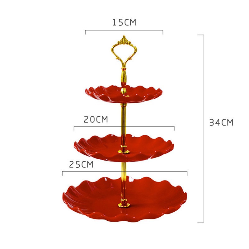 Khay đựng trái cây/bánh kẹo thiết kế 3 tầng bằng nhựa thanh lịch trang trí tiệc