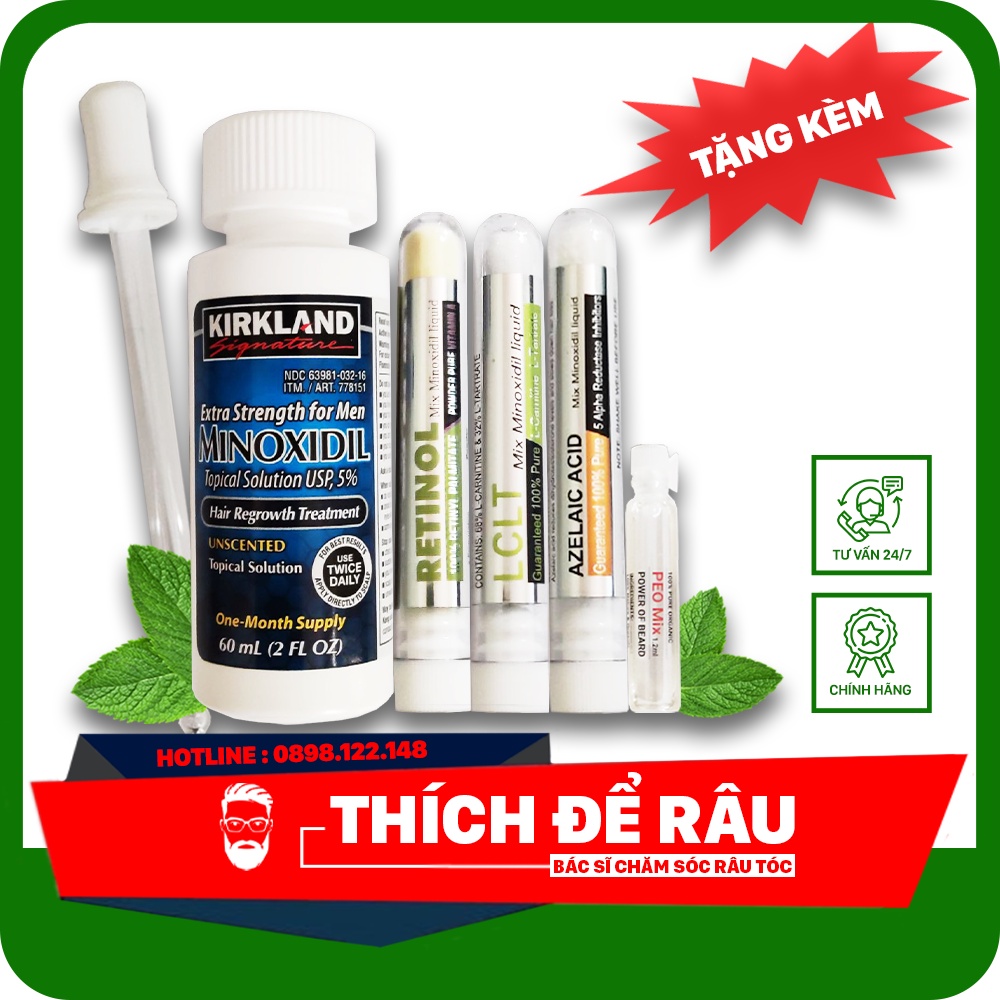Dung Dịch Minoxidil 5% mọc Râu Tóc dạng lỏng của Mỹ