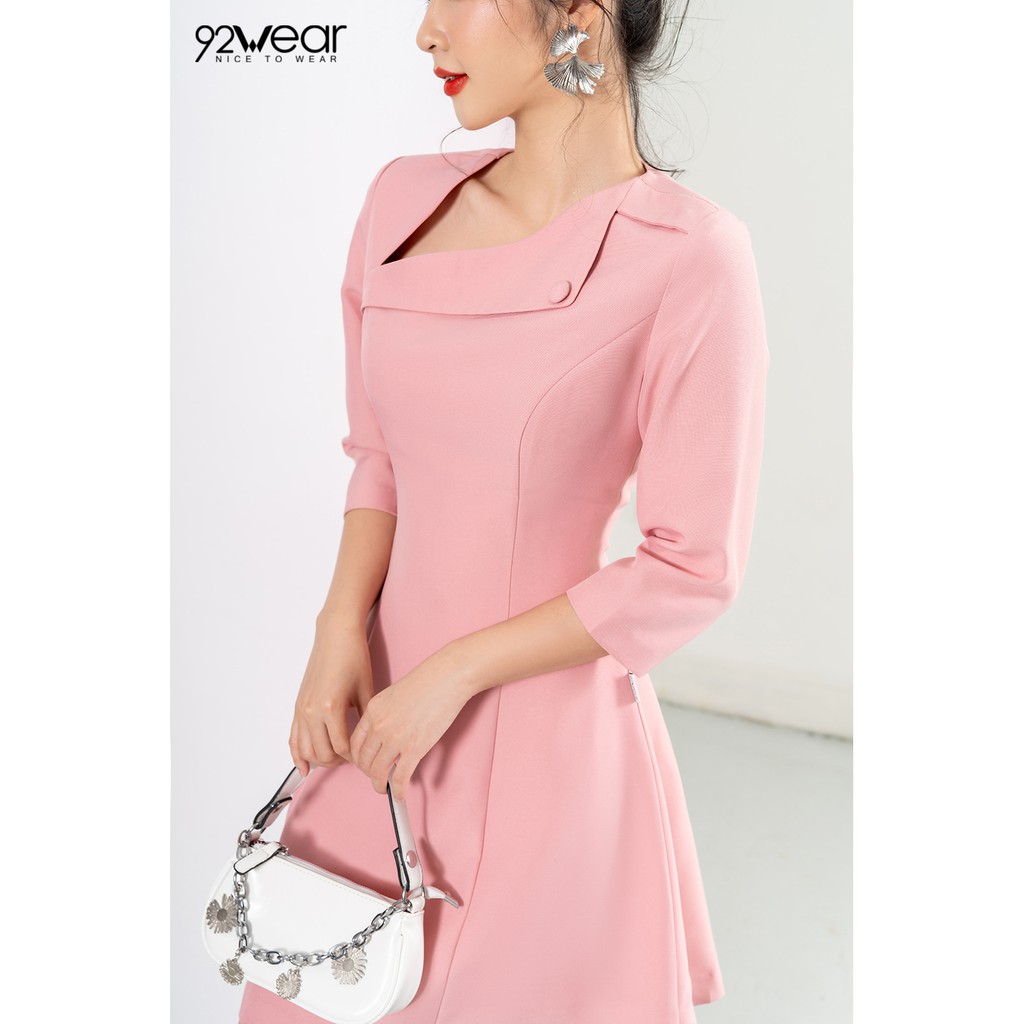 Đầm xòe công sở dáng dài cổ lệch DEW0597 - 92WEAR | BigBuy360 - bigbuy360.vn