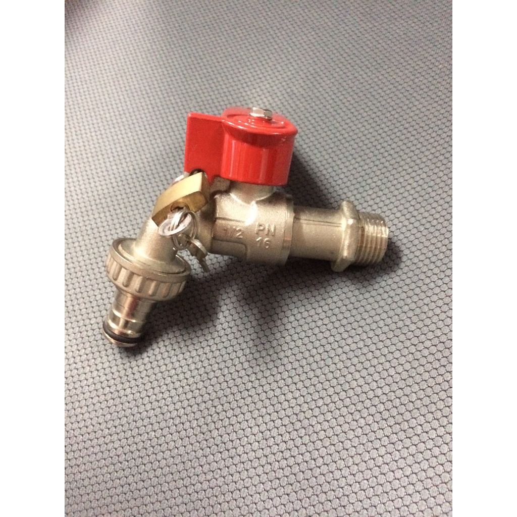 Vòi nước đầu dài có khóa Sanwa CKT15-L tay đỏ hoặc xanh, có xuất hóa đơn VAT