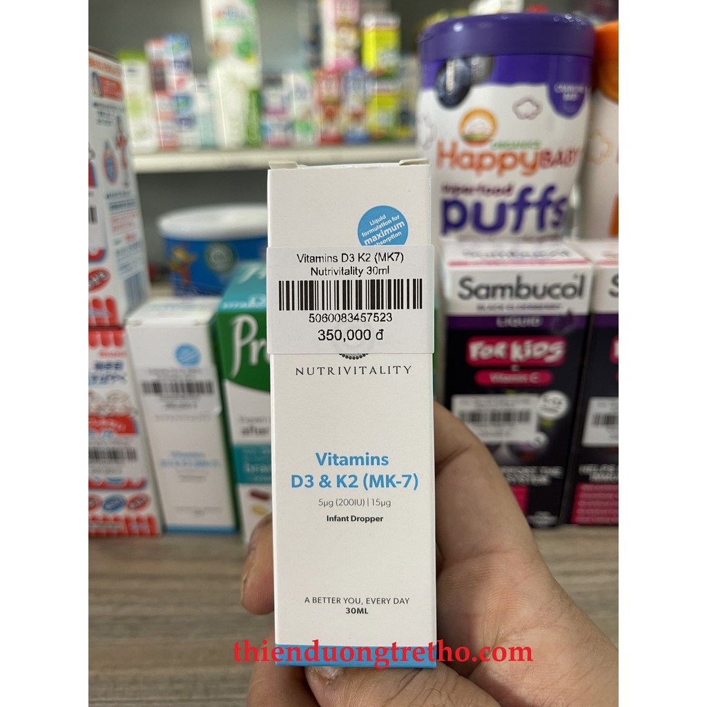 Vitamin D3 K2 Mk7 Nutrivitality 30ml Của Anh Cho Bé