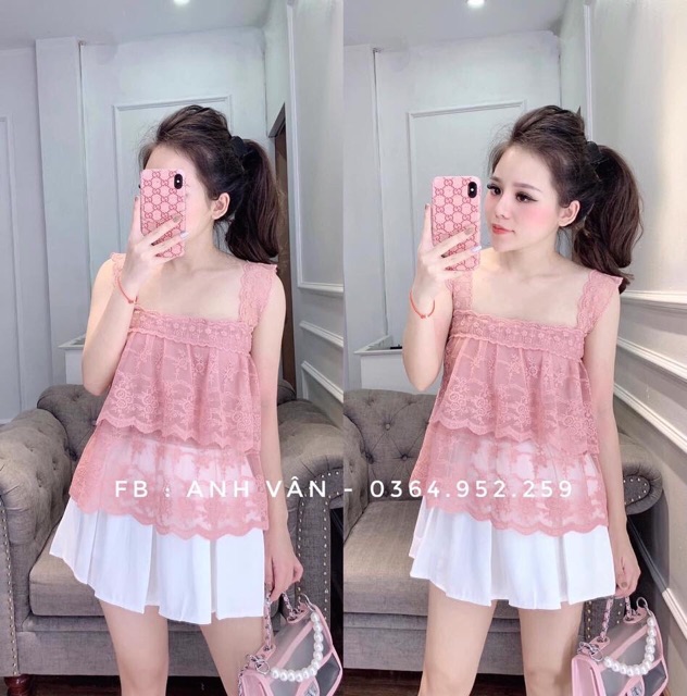 Áo ren 2 dây tầng hàng đẹp Quảng Châu | BigBuy360 - bigbuy360.vn