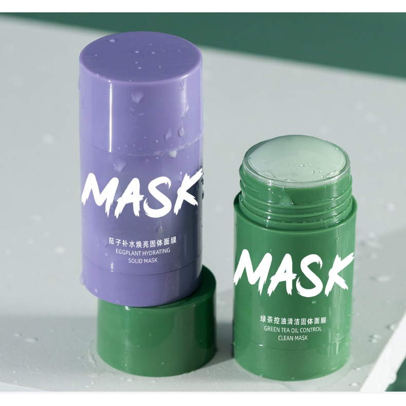 Mặt nạ bùn CYCY Solid Mask chiết xuất trà xanh & cà tím dạng lăn giảm mụn đầu đen làm sáng da 40g - Hàng nội địa Trung