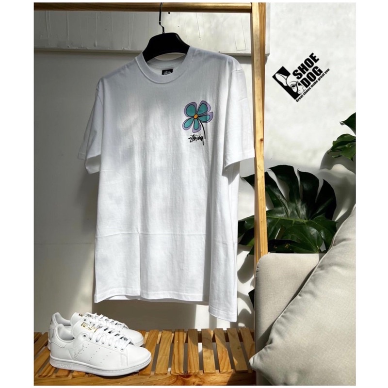 [Bao check chính hãng]Áo thun Stussy hoa Flower màu trắng đen rel