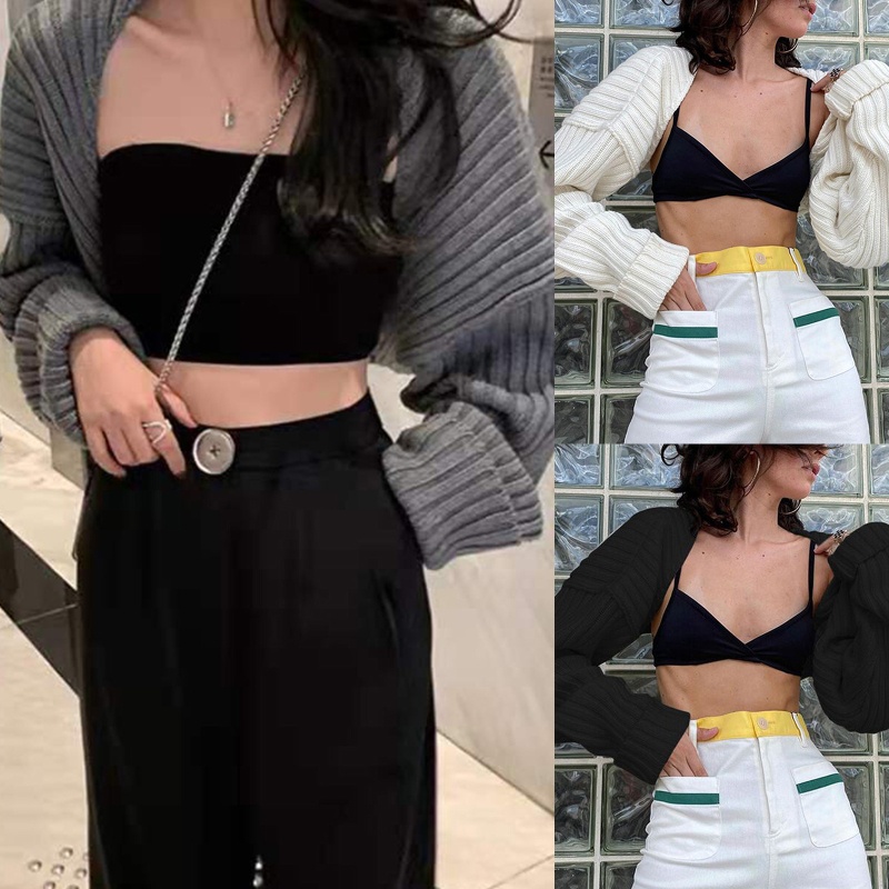 Áo Khoác Cardigan Dệt Kim Tay Dài Dáng Rộng Màu Trơn Thời Trang Cho Nữ
