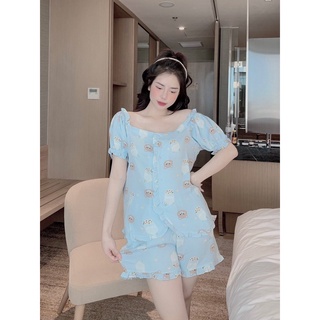 Đồ bộ pijama lụa đũi mềm tay ngắn quần đùi