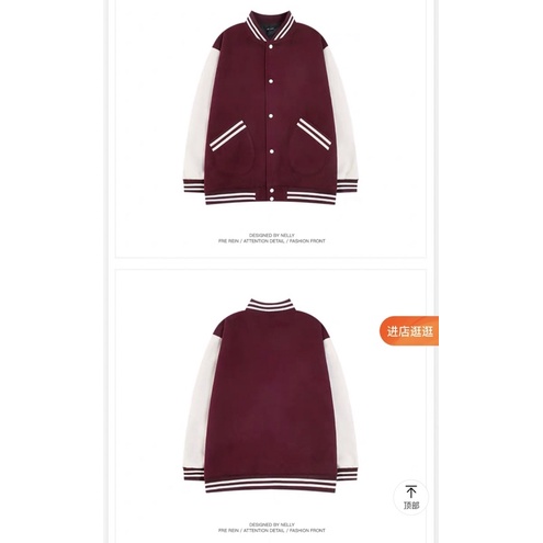 Áo Khoác Bóng Chày  Nelly Heybig Form Rộng Hai Lớp Thời Trang Cho Nam Và Nữ 69