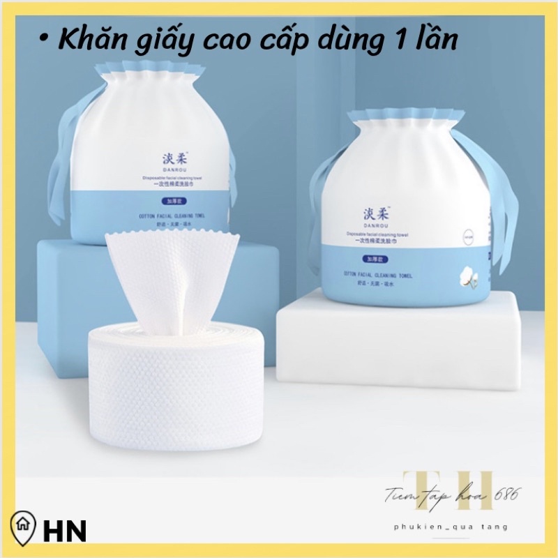 Khăn giấy lau mặt khô FREESHIP Giấy cotton tẩy trang cao cấp dùng 1 lần, khăn giấy lau mặt hàn quốc cuộn to PK164