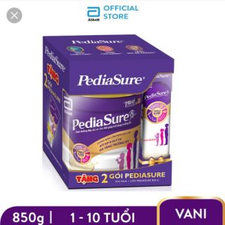 Bộ 1 lon sữa bột PediaSure 850g hương vani tặng 2 gói cùng loại 48,6g/gói