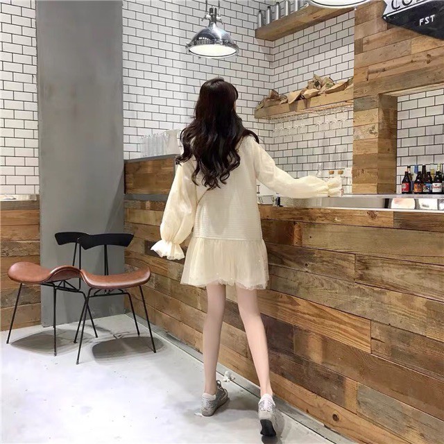 [ ORDER ] Đầm tay dài đuôi cá cổ điển ulzzang / Đầm suông phối ren sang trọng dự tiệc _ có ảnh thật