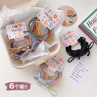 Set 6 dây thun cột tóc co giãn nhiều màu sắc đơn giản dành cho nữ