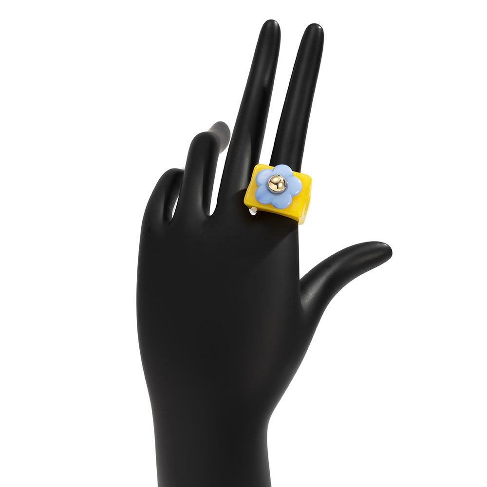 Nhẫn đeo tay bằng nhựa resin hình vuông màu kẹo đơn giản thời trang Hàn Quốc cho nữ