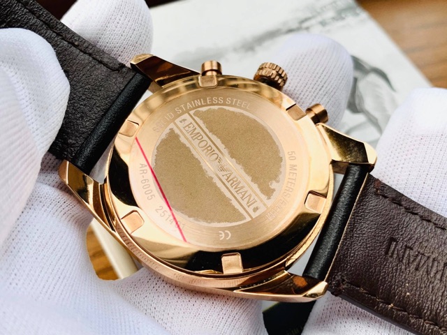 Đồng Hồ Emporio Armani Chính Hãng Nam AR6005 Sportivo Chronograph Gunmetal Dial Brown Leather Strap Men’s Watch
