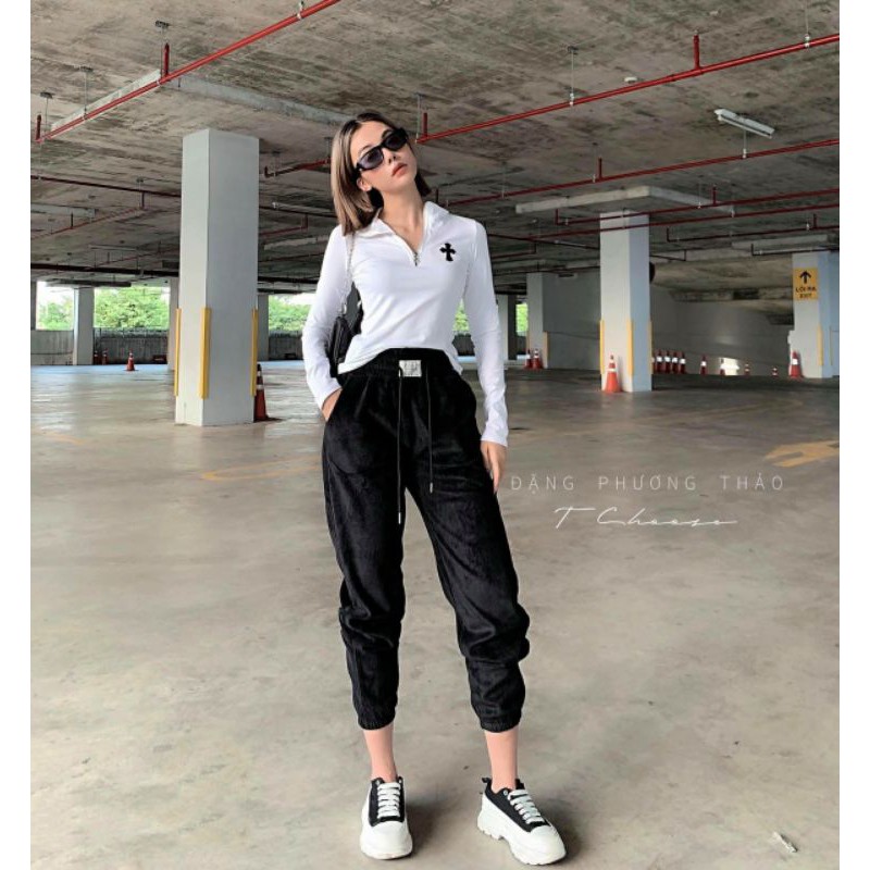 Lenkapas - Quần baggy lỡ nhung tăm nhuyễn ba màu xinh
