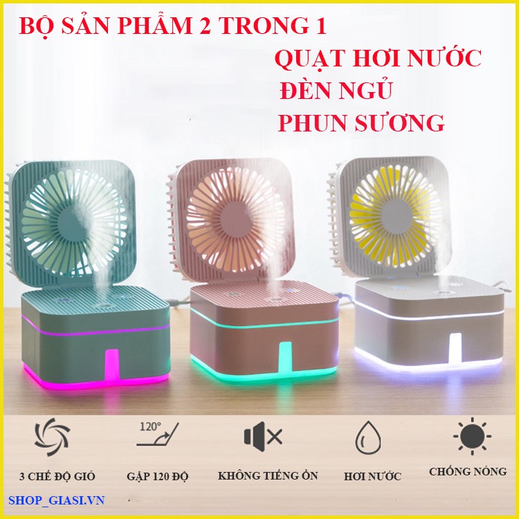 Quạt Phun Sương Kèm Đèn Ngủ Hót Nhất 2021 [ảnh thật]