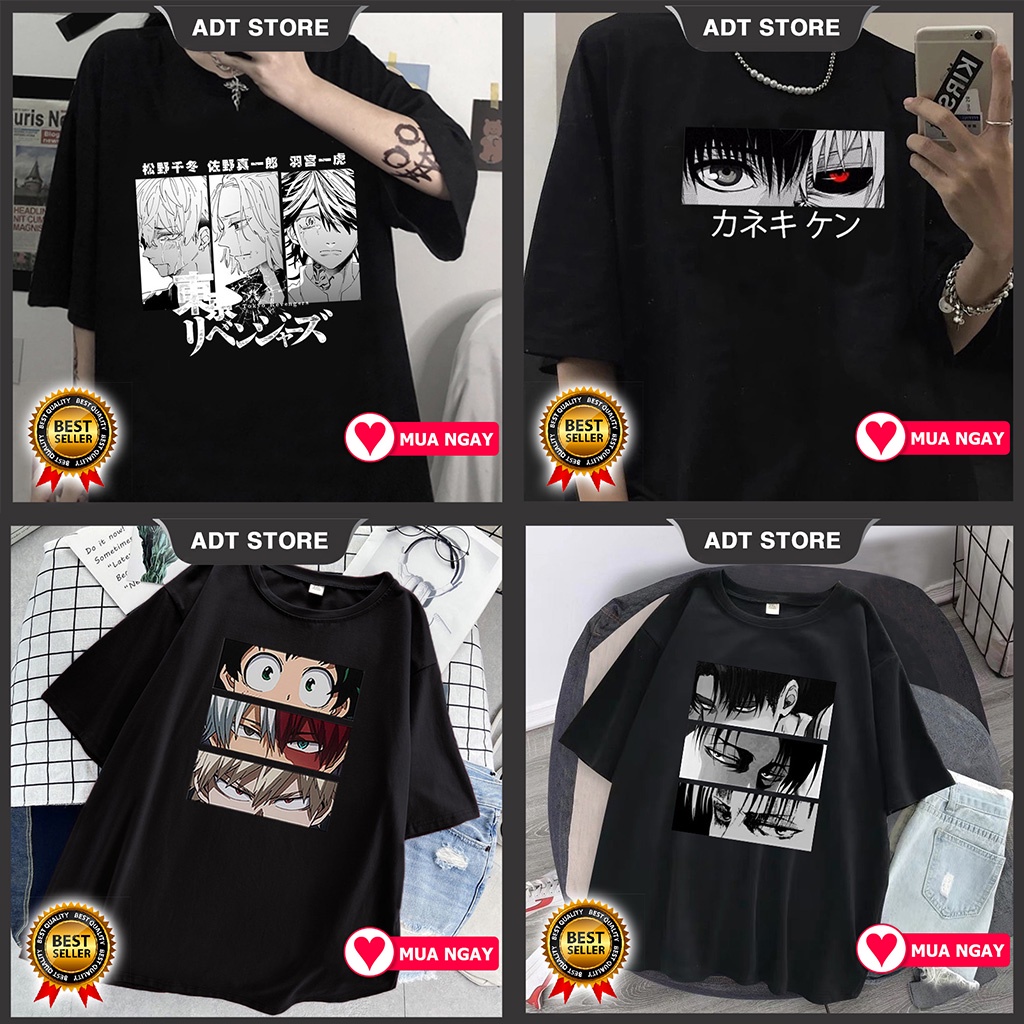 Áo thun anime Attack on Titan - My Hero Academia - Tokyo Revengers - Tokyo Ghoul mẫu mới cực chất giá rẻ