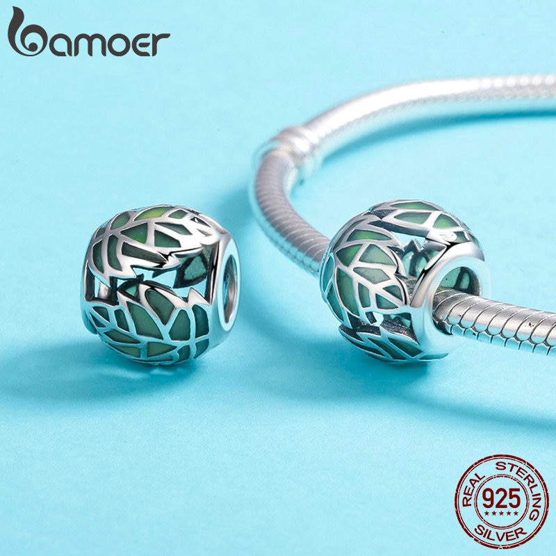 Hạt Charm Bamoer SCC524 bạc 925 Màu Xanh Lá Dùng Để Tự Làm Vòng Tay Cho Bạn Nữ