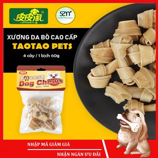 Xương da bò gặm sạch răng cho chó Taotao Pets (Bịch 60gr 4 cây nhỏ) - Bánh thưởng cho chó mèo
