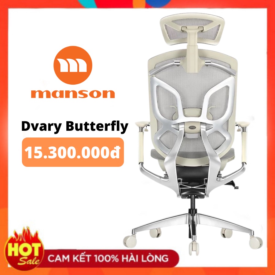 Ghế Công Thái Học GTchairDvary Butterfly Lưới Xám, Đen Ghế Xoay Văn Phòng Ergonomic Bảo Vệ Sức Khoẻ