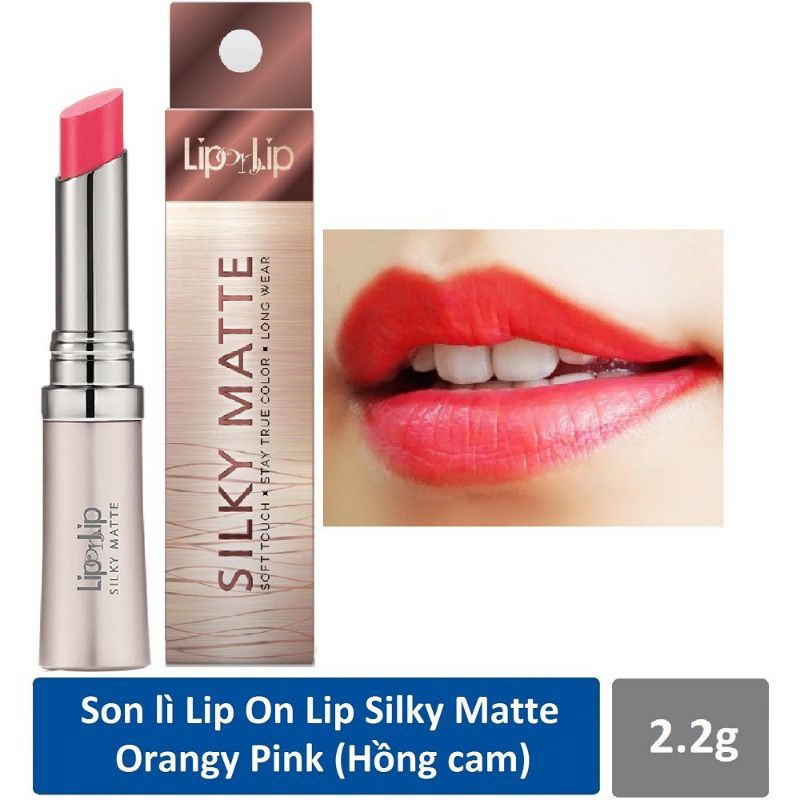 Son lì Lipice Lip On Lip Silky Matte màu Hồng Cam (Orangy Pink)