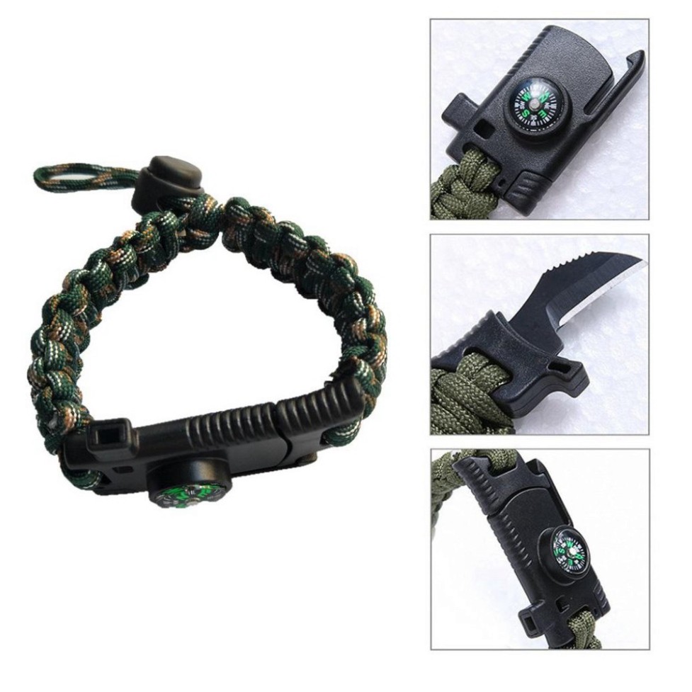 Vòng tay Sinh Tồn Phượt thủ 5 trong 1 DAO - LA BÀN - ĐÁNH LỬA - DÂY DÙ PARACORD VTSINHTONDAO09