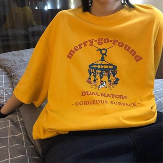 Áo thun tay lỡ freesize nữ phông form rộng dáng Unisex, mặc lớp, nhóm, cặp in hình ĐU QUAY DUAL MATCH màu vàng