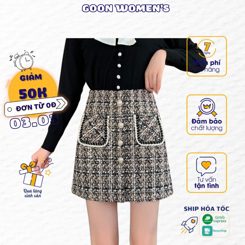 Chân Váy Dạ Tweed Dáng Chữ A Dày Dặn Chất Đẹp Goon Women's - 036