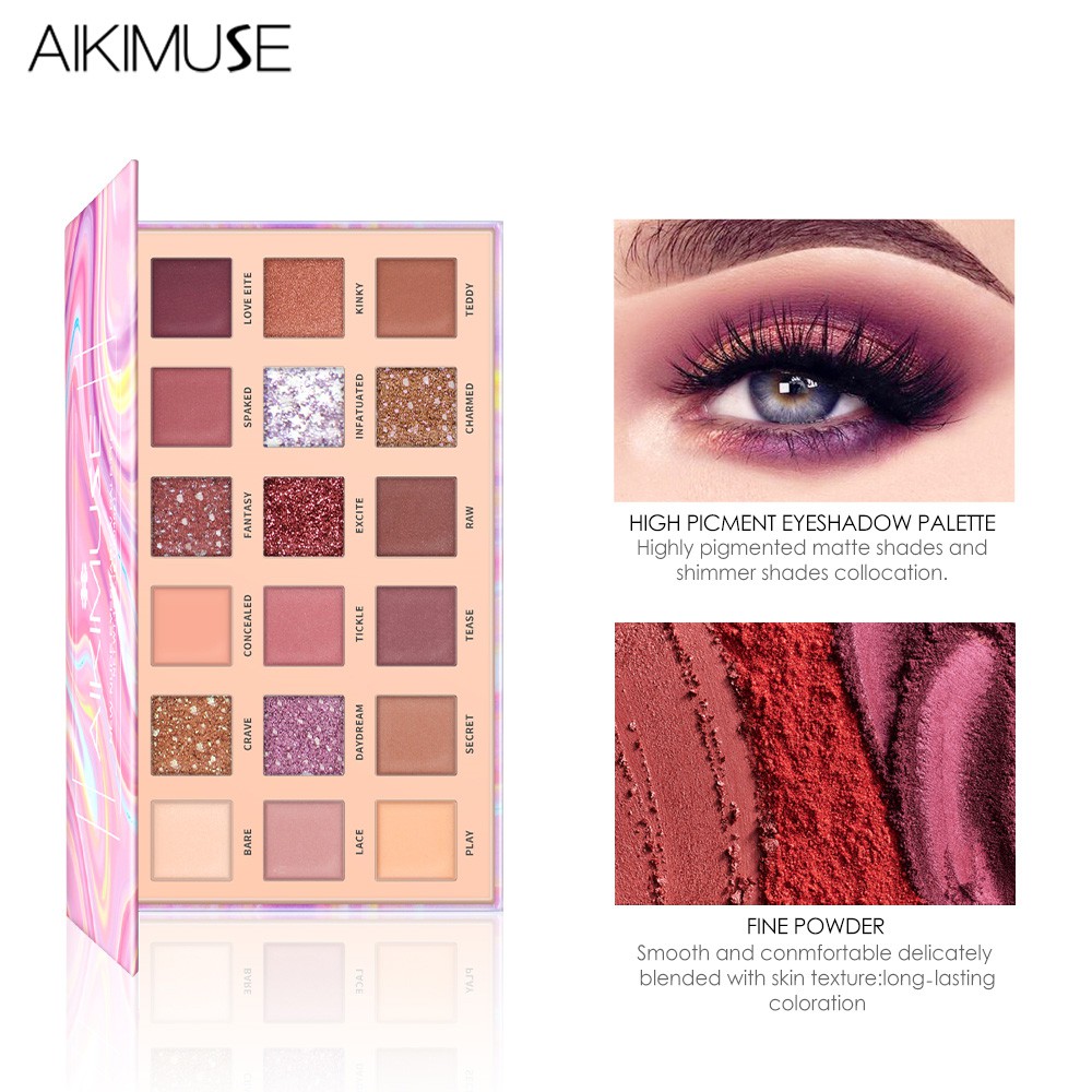 Bảng phấn mắt AIKIMUSE gồm 18 màu nude/nhũ/lì thời trang 180g | BigBuy360 - bigbuy360.vn